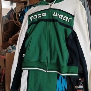 Rocawear Green and White Womes Jacket And Jogging Pants